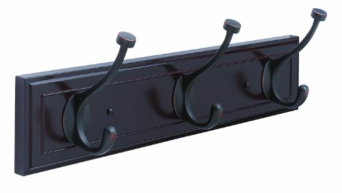 Amerock HR55656MORB Beveled Hook Rack, Mahogany and Oil Rubbed Bronze, 18-Inch