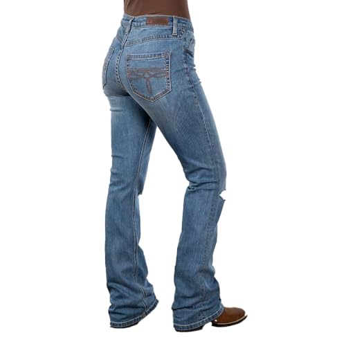 Rock & Roll Distressed Medium Wash Bootcut Jeans