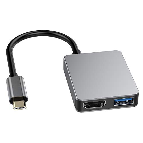 USB C to HDMI Multiport Adapter USB 3.1 Gen 1 Thumderbolt 3 to HDMI 4K Video Converter/USB 3.0 hub Port PD Quick Charging Port with Large Projection for 2015/16/17/18 MacBook/MacBook Pro