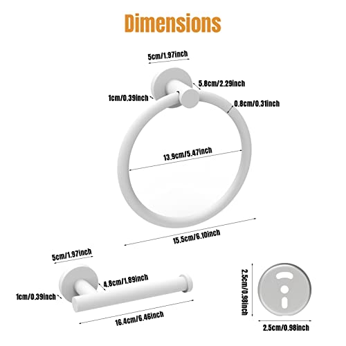Chihod Toilet Paper Holder & Towel Ring White Hand Towel Holder 2-Pieces Bathroom Accessories Towel Rack Wall Mounted Bathroom Hardware Set Stainless Steel #TOP5