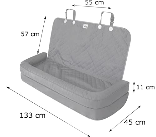 PillowPrim Hundeautositz, Hundedecke Auto rückbank, Transportbox Katze, Hundebox, Hundekorb, Hundegeschirr, Hundebett, Hundekörbchen, Schwarz Oxford, 133 x 45 cm