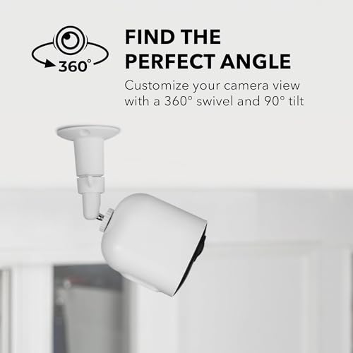 Image of Wasserstein Adjustable Metal Wall Mount for Arlo Essential 3rd Gen /2nd /1st /Go 2 /Arlo Pro (6th Gen) /Pro 5S 2K /Pro /4 /3 /Ultra (3rd Gen) /Ultra 2 /Ultra & Ring Stick Up Cam (Battery /Plug-In) (4-Pack, White)