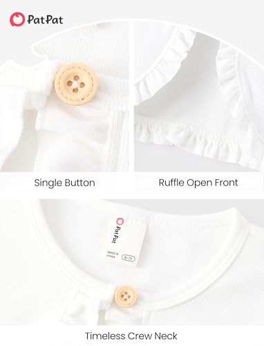 Image of PATPAT Girls Cardigan Bolero Size 4-12 Years Kids Knit Long Sleeve Ruffle Open Front Button Cover Up Cropped Tops for Girls