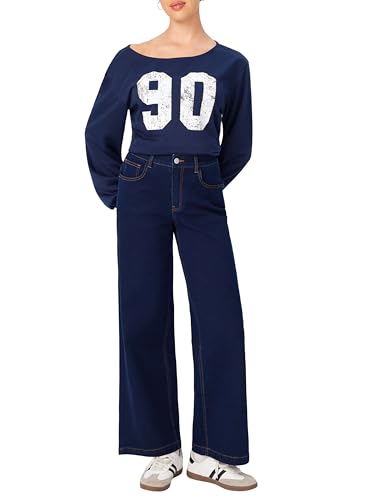 CIDER Women's Wide Leg Jeans High Waist Flared Denim Pants2