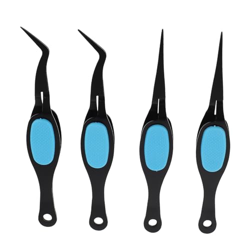 Pinzas de acero inoxidable: pack de 4 piezas con puntas rectas, curvas e inversas para manicura