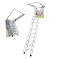 INTSUPERMAI Attic Ladder Pull Down System Ceiling Mounted Attic Access Ladder 13 Steps Loft Stairs White Folding Stairs 27.6×47.2 inch / 700×1200 mm Max 10.5ft Height for Roof