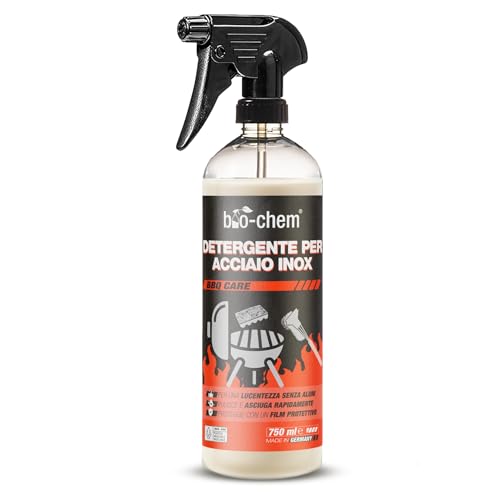 bio-chem - Detergente per Acciaio Inox 750ml - Piano Cottura, Forno a microonde, fornelli - Sgrassatore Cucina Forno decap - Detergenti per la casa