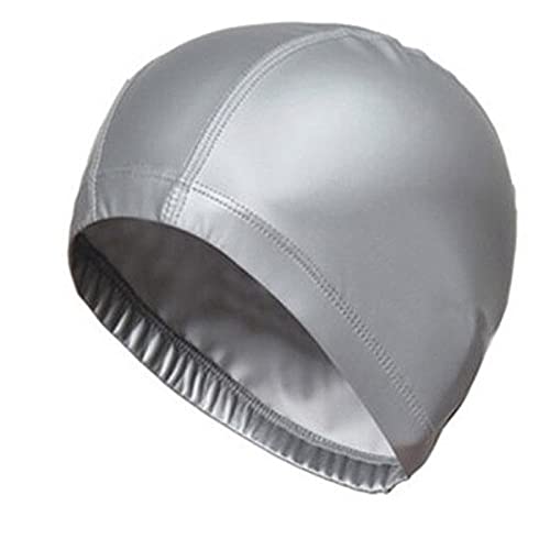 Gorro de baño Gorro de natación Impermeable for Adultos, Hombres y Mujeres, con Pelo Largo y elástico, Recubierto de PU, for Piscina(Silver)