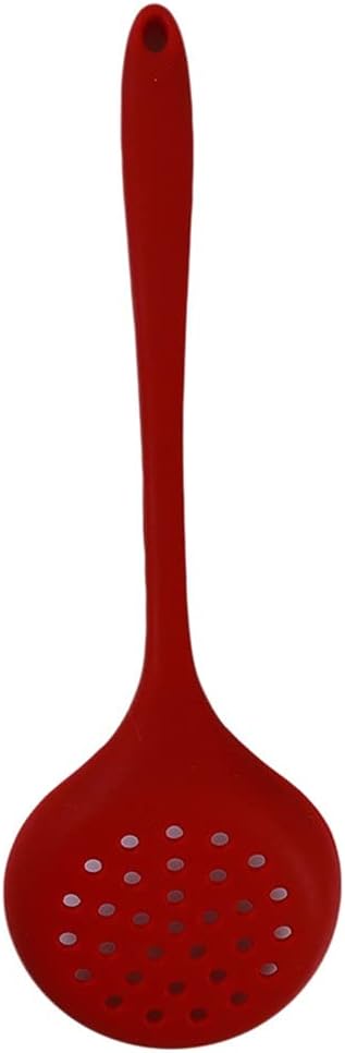 Long Handle Silicone Strainer Heat Resistant Filter Spoon Mesh Skimmer Oil Colander Kitchen Tool(Black)