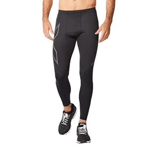 2XU Men’s Ignition Shield Compression Tights – Powerful Support & Warmth – Black/Black Reflective