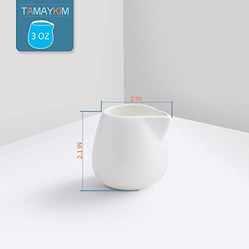 Tamaykim T-NG/W-M/6P 3 Oz Ceramic Cream Jugs, Mini Creamer Pitcher thumb #2