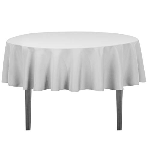 Linentablecloth 70-Inch Round Polyester Tablecloth Silver #TOP5