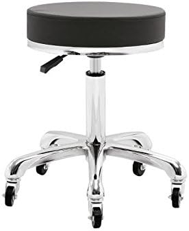 BEAUTY SALON ROLLING STOOL MANICURE PEDICURE TECHNICIAN STOOL DOCTOR OFFICE TATTOO STOOL WITH HEIGHT ADJUSTMENT BLACK