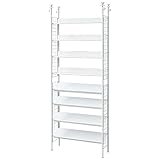 [山善] 突っ張りフリーラック スリム 幅78×奥行25×高さ209-282cm 棚板耐荷重10kg 棚板斜め設置も可能2WAY 壁面収納 本棚 ホワイト(ツヤなし) STR-788R(MWH)