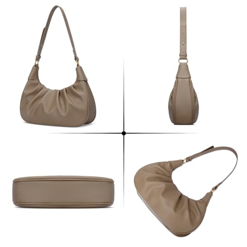Image of KKXIU Shoulder Bag Crescent Handbag Ruched Purse Underarm Bag Mini Hobo for Women