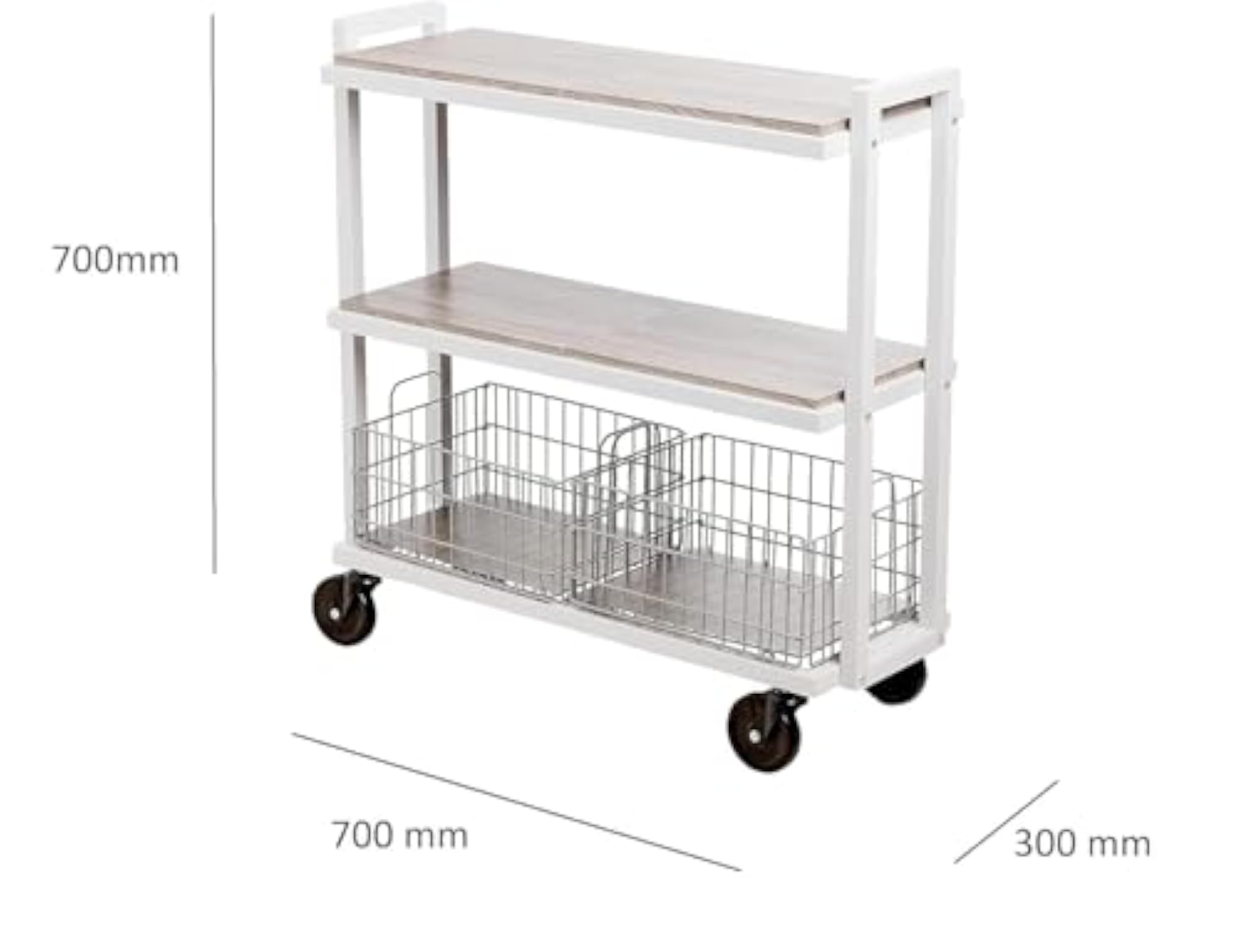 3-Tier Space Saving Utility Serving Trolley, Narrow Design