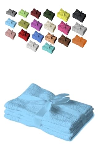 EXKLUSIV HEIMTEXTIL Handtuchserie im Set mit Schleife Marke Gästehandtuch 4er Set 30 x 50 cm Hellblau
