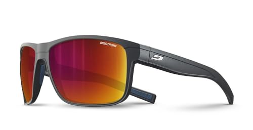 Julbo Renegade Gafas DE Sol, Negro Mate/Azul, Talla única Unisex Adulto