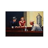  NOLEGA Edward Hopper Tableau Décoration Murale Salon Tableaux D\'artiste Célèbre Nighthawks II Impression Image sur Toile Reproduction Affiche Maison 20x30cm(8x12in) Sans Cadre