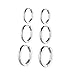 Jwoolw Jewelry Set of 3 Pairs Women Mens Surgical Stainless Steel Round Cute Small Charm Hoop Huggie Earrings Hypoallergenic (Silver 1)