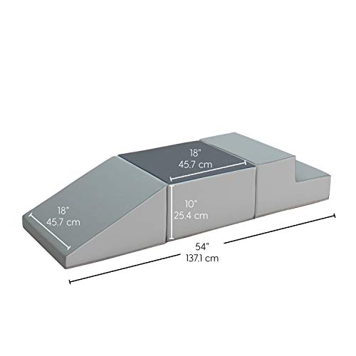 Factory Direct Partners 11618-Gylg Softscape Toddler Playtime Climber, Indoor Active Play Structure (3-Piece Set) - Gray/Light Gray #TOP1