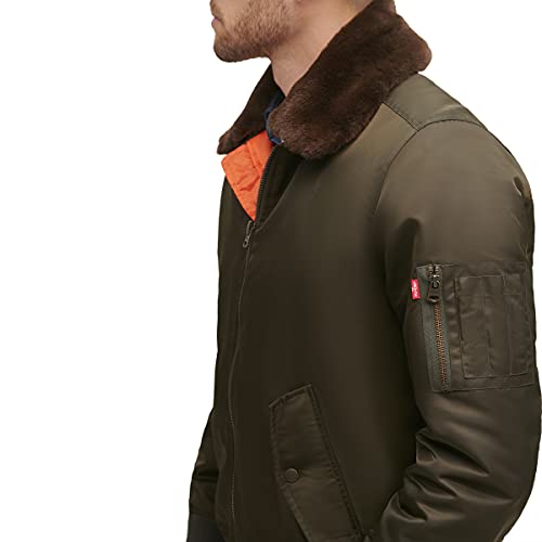 Levi's Men's Ma-1 Flight Jacket, Army Green/Faux Fur Collar, Large #TOP4