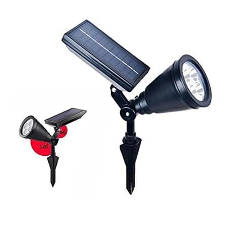Lexton LED Solar Pathway Spotlight/Torch Light with Spike | Adjustable Body, 9 LED, Solar Powered | IP65 Waterproof, Auto On/Off | Suitable for Outdoor Garden, Lawn, Yard (Pack of 1, Warm White)