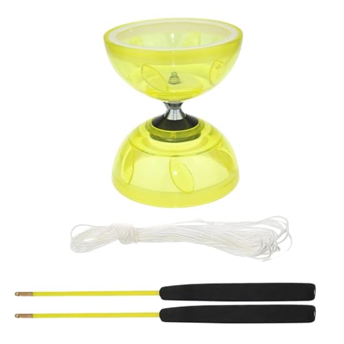 Will Like Diábolo con rodamientos de Bolas, Juego de malabarismo con Palos de diábolo, para Deportes de Ocio, Ideal para Deportes al Aire Libre (Amarillo)