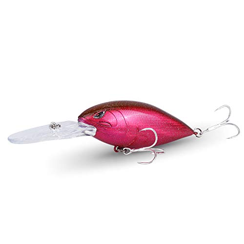 RUNCL Deep Diving Crankbaits, Wobbler Fishing Lures, Hard Baits - Lifelike Design, Realistic Movement, Loud Rattles, Rounded Bill, Razor-Sharp Hooks - Fishing Plugs, Deep Divers (4-1/2in, 5/8oz)