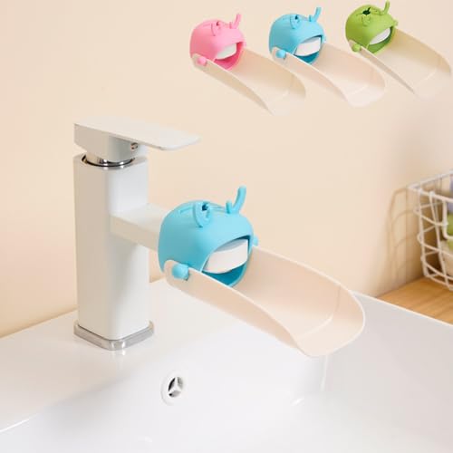 Image of PandaEar 3 Pack Faucet Extender for Toddlers, Sink Extenders, Baby Hand Washing Water Spout Extender for Bathroom, Sink, Kitchen (Pink /Blue /Green)