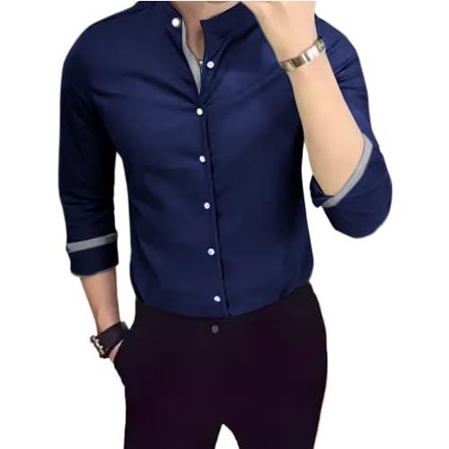 Tee Projekt Men’s Shirt Solid Cotton Long Sleeve Button Down Beach L Office L Home (Pack Of 1) For Rs. 237 @ 78 %