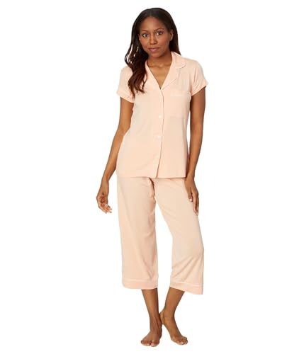 Eberjey Gisele - The Cropped Pajama Set Peach Parfait/Ivory MD