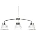 Progress Lighting P4715-0930K9 Restoration LED Linear Chandelier from Prismatic Glass Collection in Pwt, Nckl, B/S, Slvr. Finish, 38.00 inches, Brushed Nickel
