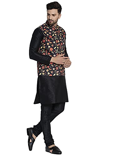 Image of BENSTOKE Mens Silk Blend Kurta Pajama and Waistcoat set