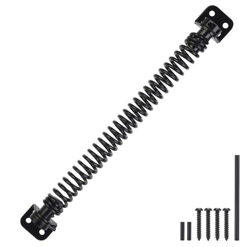 TIBEGOLD 11-1/2 Gate Spring Self Closing Heavy Duty Black Door Closer Spring Adjustable Tensioner Automatic Outdoor Gate Closure Gate Spring Hardware for Wooden and Vinyl Fence 1 Pack