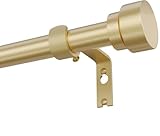 PORTRES Warm Gold Heavy Duty Curtain Rods for Windows 66 to 120 Inches Adjustable Length 1' Diameter Curtain Rod with Modern Decorative Finials for Outdoor Farmhouse Bedroom Kitchen Living Room