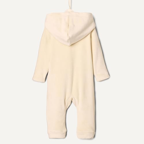 Amazon Essentials Unisex_baby Velour Hooded Coverall, Beige, Preemie - image 5
