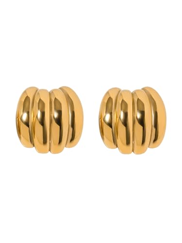 Ridged Dome Statement Earrings – Modern Gold-Tone Jewelry for Women