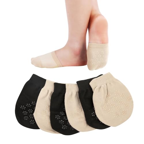 6 Pairs Toe Topper Socks No Show Liner Half Socks for Women,Seamless Grip Non Slip Sock Hidden Toe Covers Sock for Women's Mules Heels