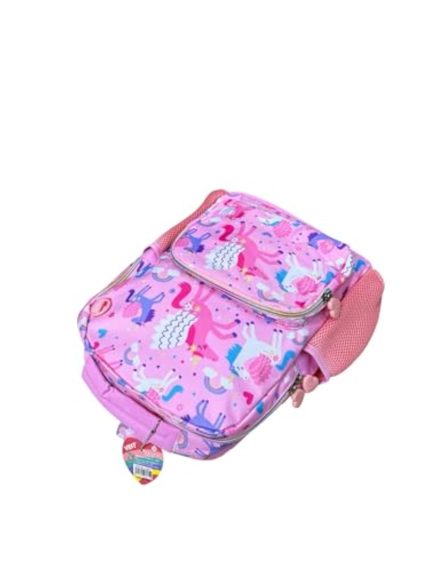 Girls' Flamingo Print Backpack with Multiple Pockets