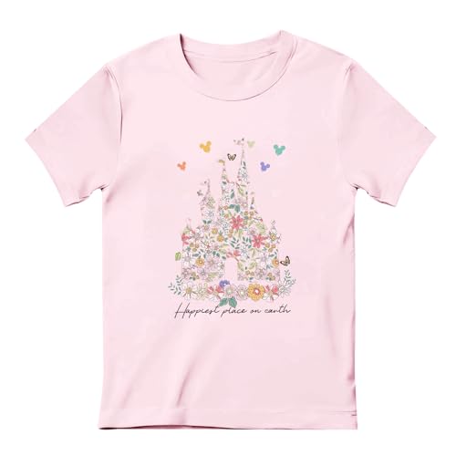 Image of Floral Castle Shirts for Girls Graphic Cute Tshirt Kids Toddler Flower Holiday Shirt Vacation Trip Tee Tops