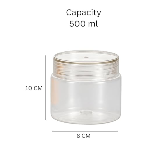 Image of 500ml Crystal Clear Airtight BPA-Free Plastic Container | Kitchen Storage Jar, Dabba & Box Set for Spices, Dry Fruits, Snacks, Nuts & Groceries | Modern Pantry Organizer Set of 6