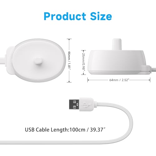 Image of Charger for Oral B iO Series 2 3 4 5 6, Pro 300 400 500 1000 3000 5000,Genius, Smart 360 2000 Electric Toothbrush Charger Base Model 3757, Inductive Charging Base Waterproof Power Cord