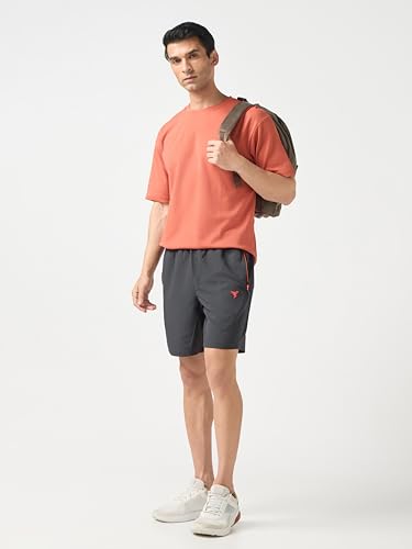 Image of TECHNOSPORT Men Solid Slim Fit Sports Shorts Techno LITE UPF50+ Polyester Mid Rise Drawstring Shorts Pant for Men Gym Workout Running Cricket Casual Quick Dry