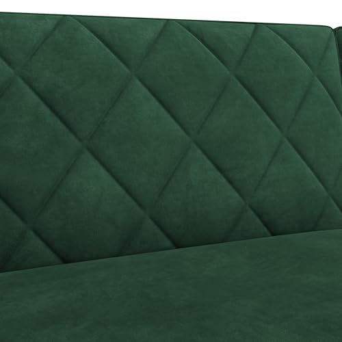 Yaheetech 2 Sitzer Sofa, 159cm Polstersofa aus Samtstoff, Kleine Sofacouch, 140,5 × 94 cm Liegefläche, Doppelsofa für Wohnzimmer/Schlafzimmer, Grün