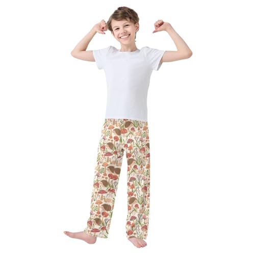 Hedgehog Mushroom Snail Boys Long Pants Soft Trousers Elastic Waist Kids Lounge Bottoms with Pockets S-XL2