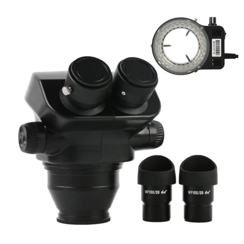 顕微鏡キット 3.5X 7X 50X 100X 双眼実体顕微鏡ヘッド広視野 WF10X/22 ミリメートル接眼レンズ 0.5X 2.0X Microscopio レンズ 顕微鏡レンズアダプター(7X-50X with LED)