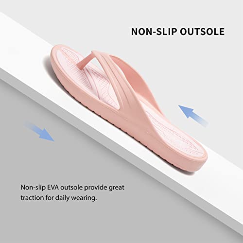 LM Women's Flip Flops Thong Sandals Casual Sandals Shower Shoes Beach Slippers Slides Sandals Slip on Water Shoes (9, Light Pink) - Image 6