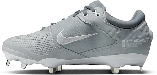 Image of Nike Women's Hyperdiamond 4 Elite Softball Cleats, Silver /Grey,(CZ5917-012) - Size 12