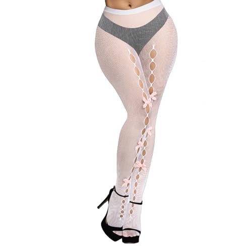 Image of Benefeet Sox Fishnet Stockings or Women High Waist White Fishnet Tights Party Pantyhose Cosplay Costume Tights